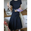 Simple and comfortable, zero-pressure, skin-friendly Tencel wool drape T-shirt, round-neck slim short-sleeved top 00113 Application Scenario